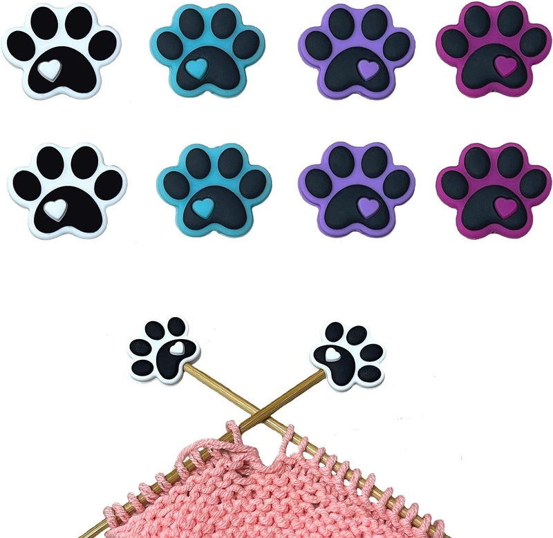 spansee 8 PCS Dog Paw Knitting Needle Stoppers, Knitting Needle Point Protectors, Knitting Needle Caps, Knitting Tools, Knitting Accessories, Knitting Supplies fit Size 2-13 (2.75mm-9mm) Needles - Image 1
